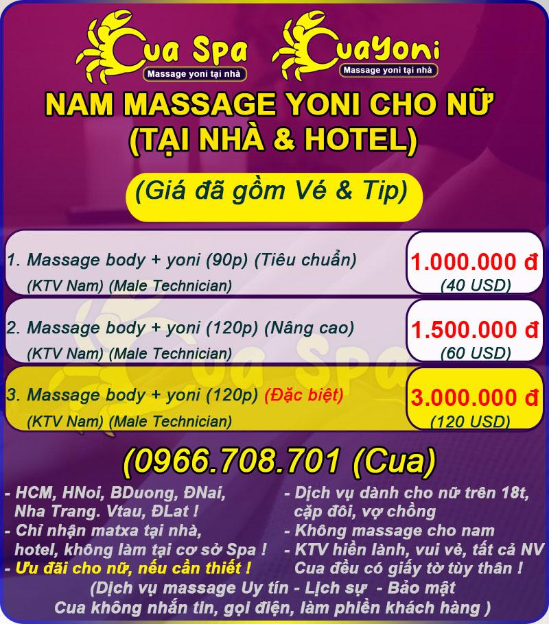 Hình ảnh bảng giá ba gói dịch vụ massage yoni được thiết kế đẹp mắt, phù hợp với nhân viên văn phòng, bao gồm thời gian và công năng