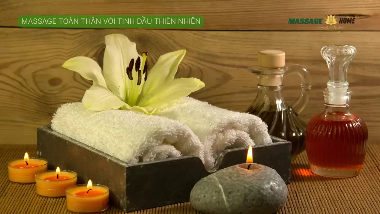 Không gian massage yoni tại Hà Nội với nến thơm và tinh dầu thiên nhiên